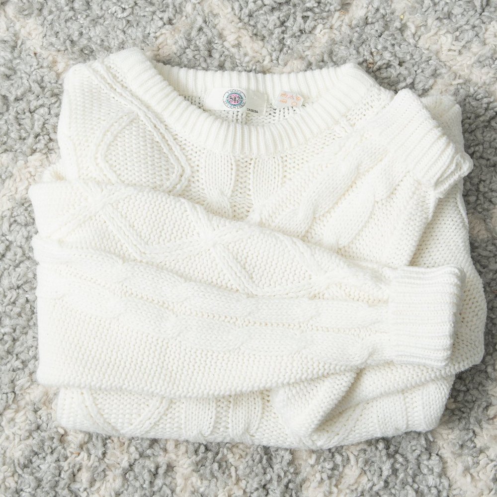 White Cable Knit Sweater